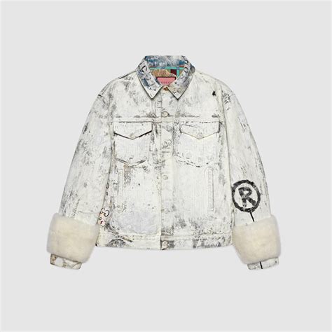 gucci white denim jacket|Gucci denim jacket outlet.